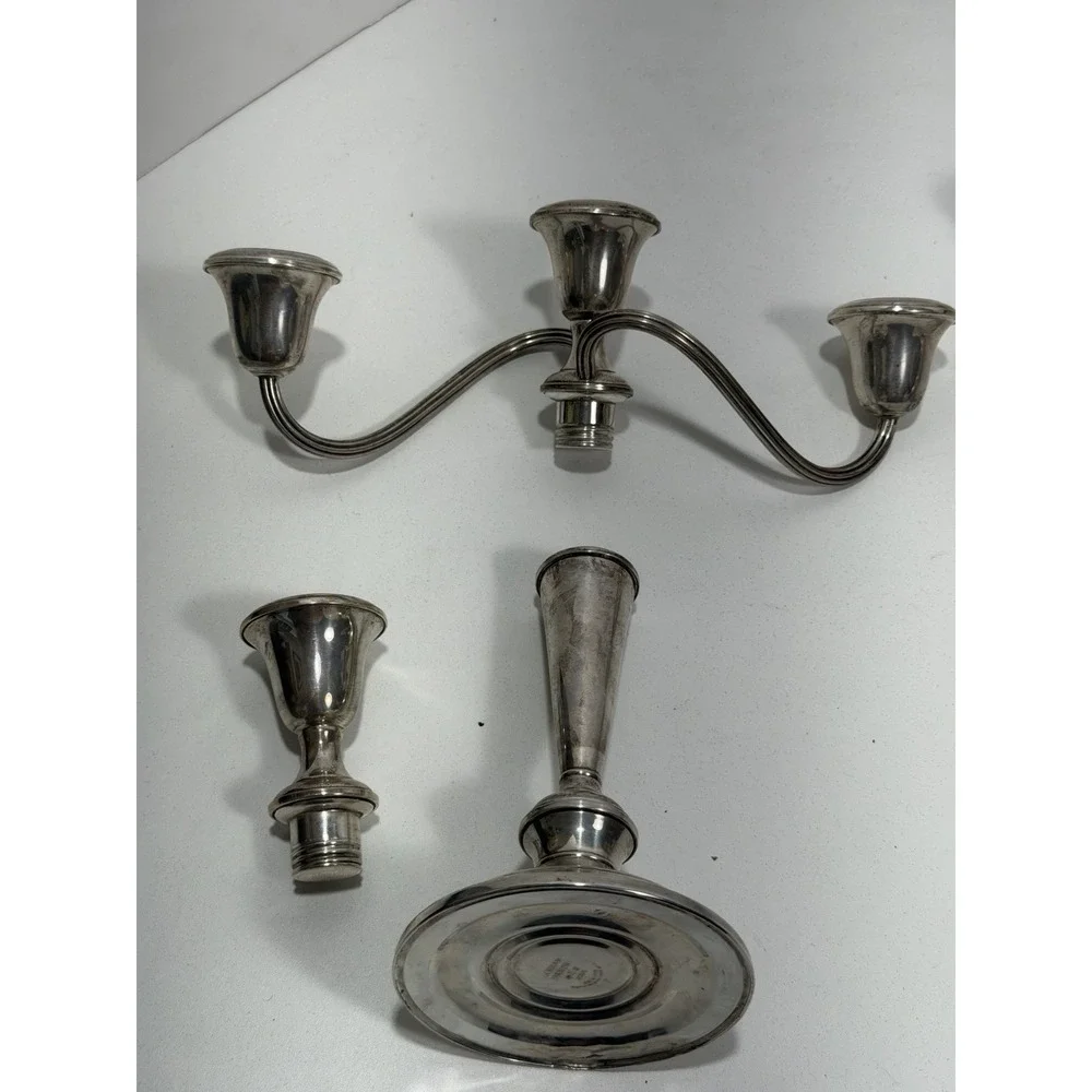 Gorham Sterling Silver Weighted Twist 808/1 Candelabra‎ Dents On It Pair